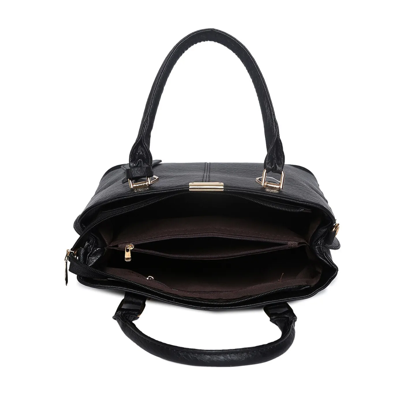 Women's Leather Handbag (Black) – Image 4