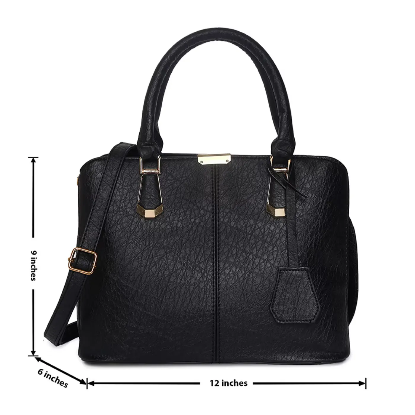 Women's Leather Handbag (Black) – Image 5